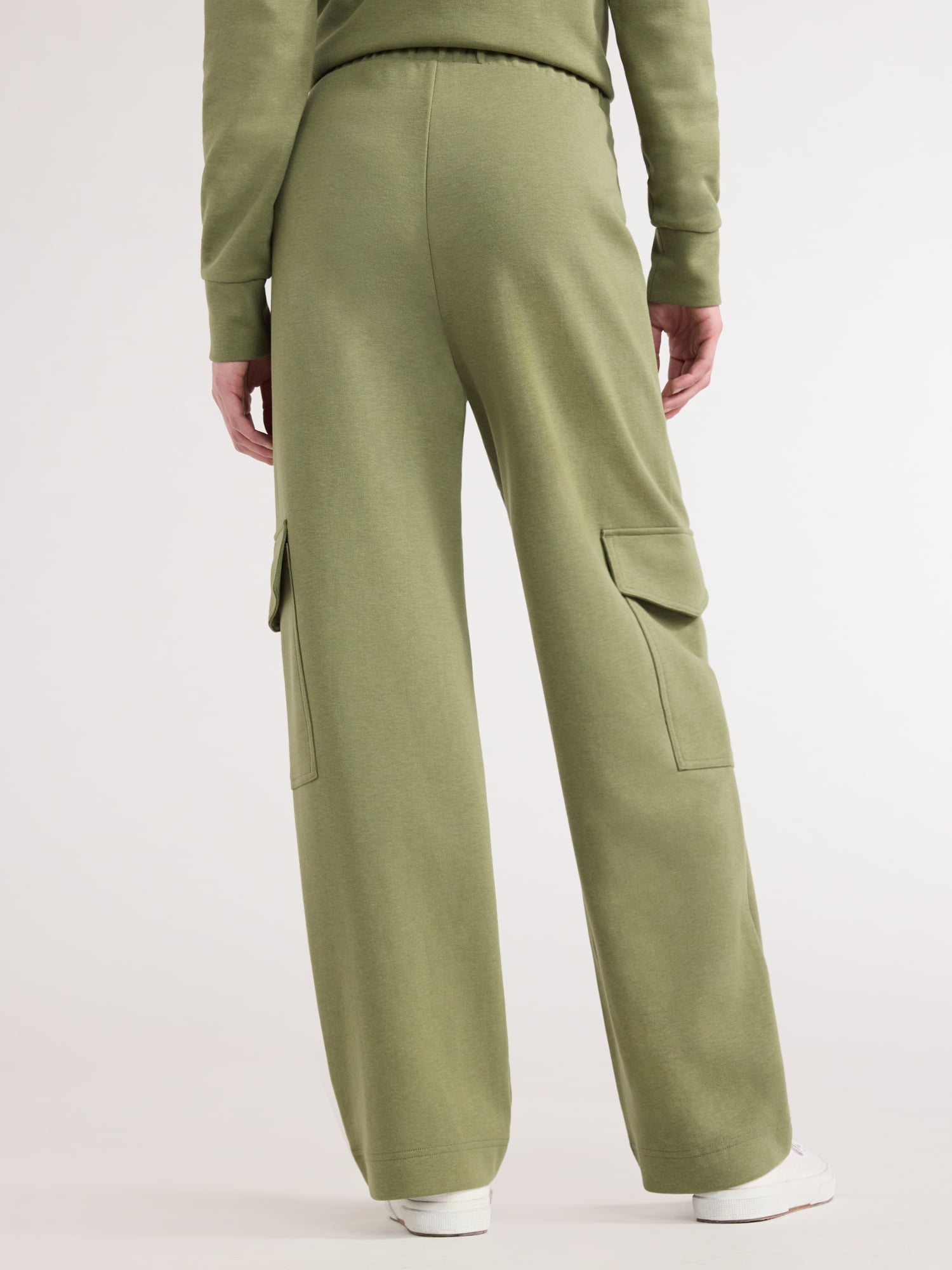Free Assembly Women's Wide Leg Knit Cargo Pants, 30” Inseam