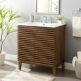 thumbnail image 2 of Modway Render 30" Modern Wood Bathroom Vanity Cabinet in Walnut/White, 2 of 9