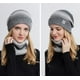 thumbnail image 2 of RV Gorro de invierno para mujer, bufanda de lana tejida, cálido, a prueba de viento, gorro de franela, 2 uds. Rojo Verde, 2 of 3
