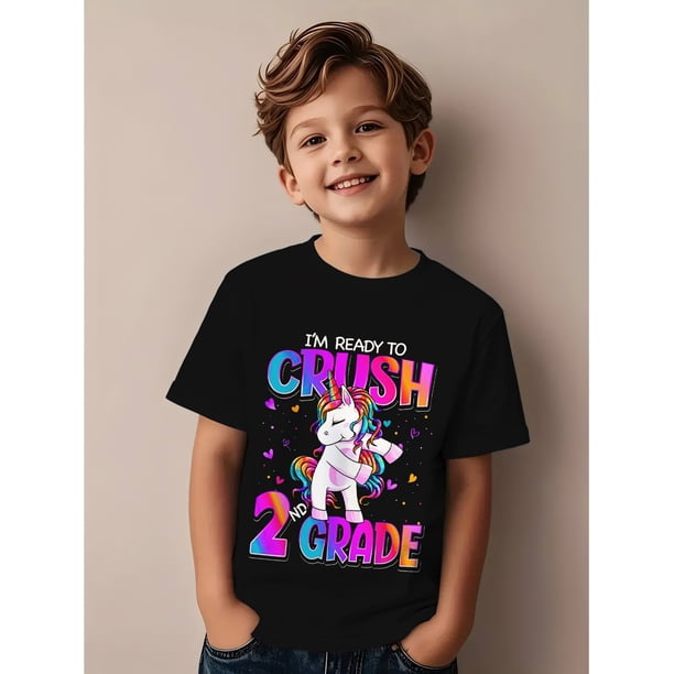 Ready for Second Grade Unicorn Back to School Girl T-Shirt, Suitable for Boys and Girls