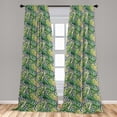 thumbnail image 2 of Exotic Window Curtains, Tropical Theme Leaves Illustration on Monochrome Maze Scenery Print, Lightweight Decor 2-Panel Set with Rod Pocket, Pair of - 28"x95", Black White and Fern Green, by Ambesonne, 2 of 3