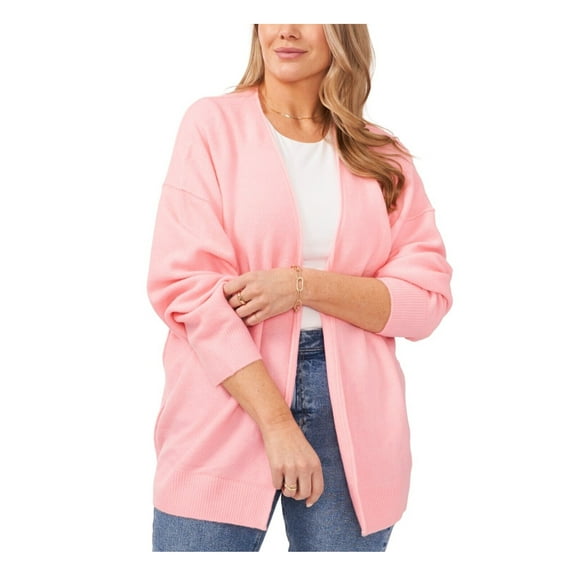 VINCE CAMUTO Womens Pink Ribbed Center Seam Long Sleeve Open Front Cardigan XL