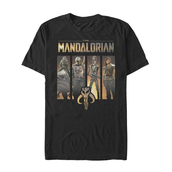 Men's Star Wars: The Mandalorian Character Panel Graphic Tee Black 4X Large