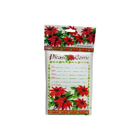 Poinsettia Invitations &Amp; Envelopes (Pack Of 24)