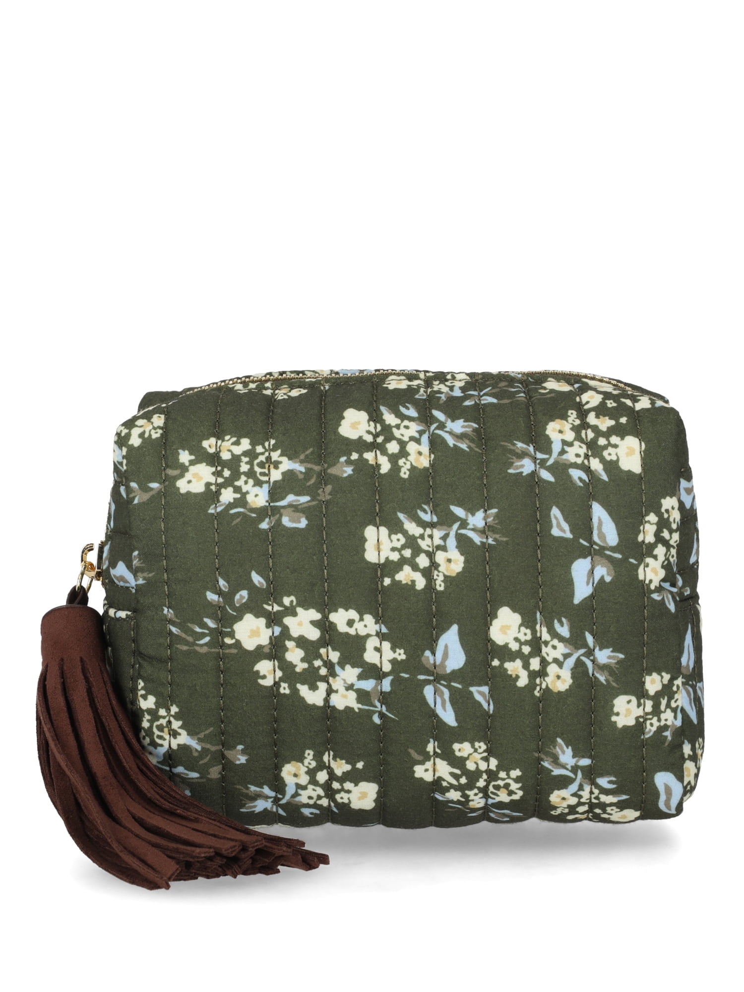 Scenario Women's Zip Pouch with Fringe Tassel, Olive Rich