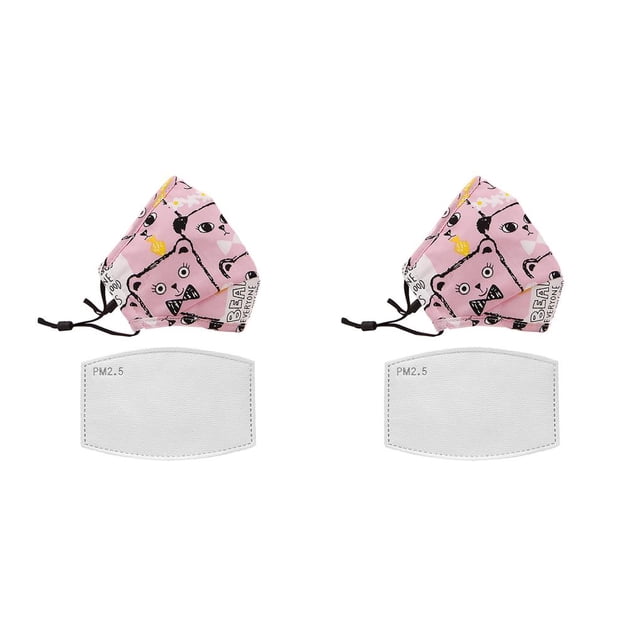 Transemion Children Mask Filter Cartoon Cotton Mouth Face Cover Filters Accessory 1pc Bow tie bear 2Set