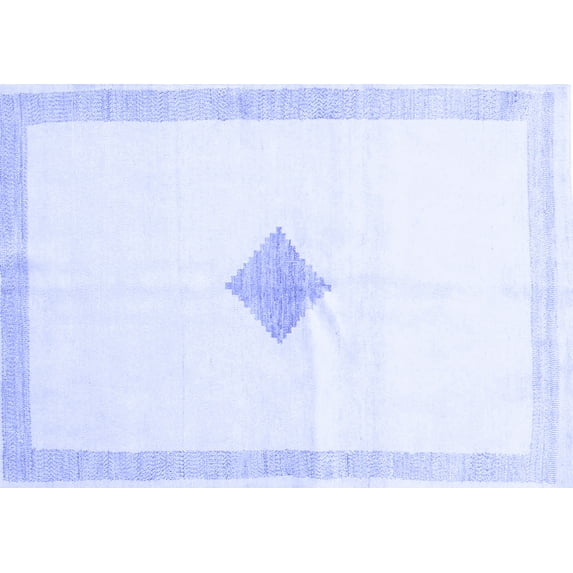 Ahgly Company Indoor Rectangle Solid Blue Modern Area Rugs, 5' x 7'
