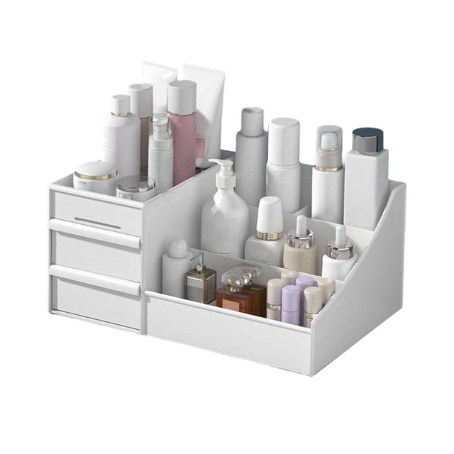 Cosmetic Storage Box, Drawer Type, Dorm Desk Leather Shelf, Desktop Storage, Suitable for Masks and Stationery