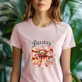 thumbnail image 5 of Believe Bow T-Shirt with Nativity and Holiday Icons, Dark Heather, Size XL, 5 of 6