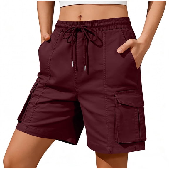 BLVB Bermuda Cargo Shorts for Women Casual Long High Waisted Stretch Wide Leg Shorts Summer Outdoor Hiking Pants with Pockets