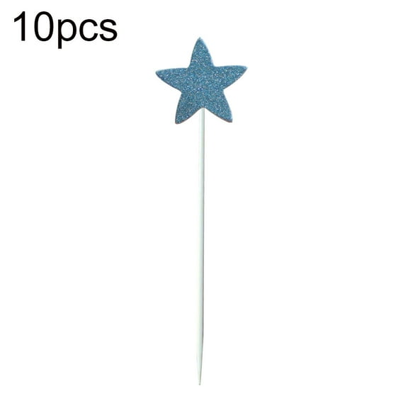 UDIYO 10Pcs Five-pointed Star Shaped Glitter Cake Topper Party Dessert Cupcake Decor