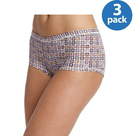 Hanes - Women's ComfortSoft Waistband Cotton Stretch Boy Shorts, 3-Pack