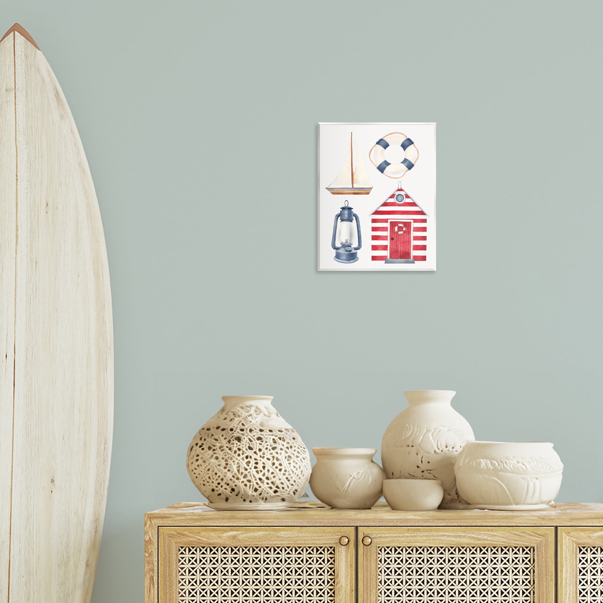 Stupell Industries Maritime Beach Items Nautical & Beach Painting Unframed Art Print Wall Art, 11 x 14