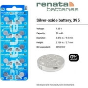 Renata 395 SR927SW Batteries - 1.55V Silver Oxide 395 Watch Battery (2 Count)