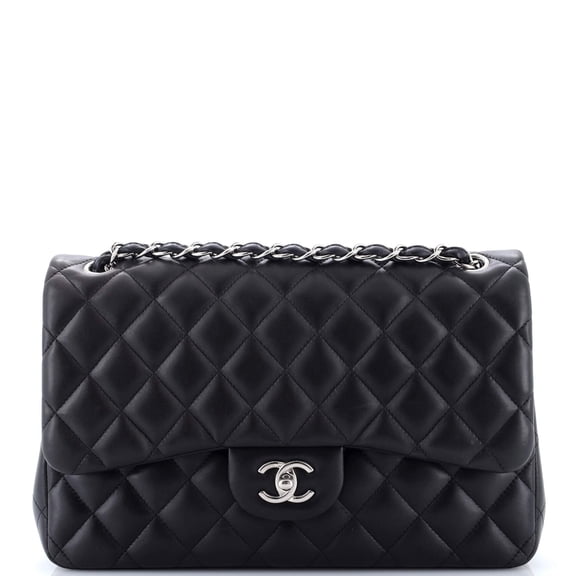 Pre-Owned Classic Double Flap Bag Quilted Lambskin Jumbo By Rebag