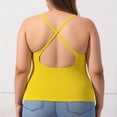 thumbnail image 7 of LNWUY (XL-5XL) Plus Size Women's Cami Tank Tops Cross Back Halter Sleeveless Summer Versatile Going Out Casual T-Shirts Yellow XXL, 7 of 7