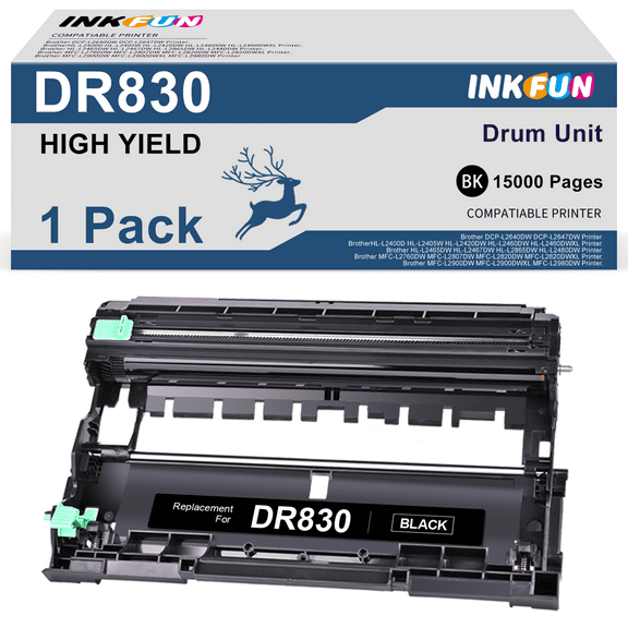 DR830 Drum (Not Toner) for Brother DR-830 DR830 Drum Unit for HL-L2400D HL-L2460DW HL-L2405DW HL-L2480DW DCP-L2640DW MFC-L2760DW MFC-L2820DW MFC-L2820DWXL (1 Pack)