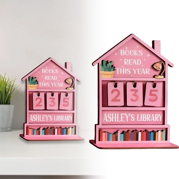 Yhuaoa Bookshelf Decor Book Read This Year Counter 3-Digit Book Tracker With Number Blocks Modern Reading Counter For Library Decor Teachers Readers Stylish Desktop Display