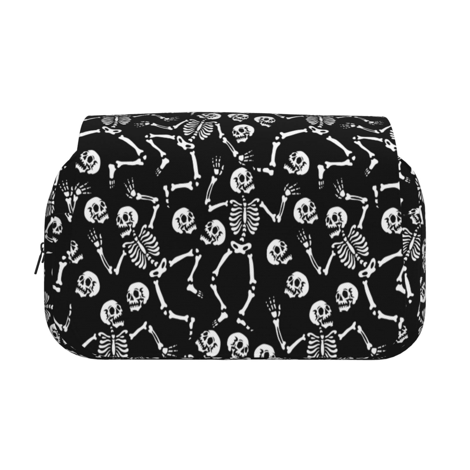 Rateoe Skeletons Dancing Pattern Double Clamshell Pen Case, Storage Organizer with Two Zipper Compartments– Holds Up to 50 Pencils & Pens