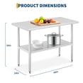 thumbnail image 2 of QinaQin NSF Stainless Steel Commercial Workbench, Double Tier Adjustable Prep Table with Leveling Feet for Restaurant Storage, 2 of 8