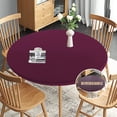thumbnail image 1 of LAICAIW Nappe Ronde Ajustée, Nappe Réversible Imperméable et Résistante aux Taches avec Élastique Extensible, Housse de Table Facile à Nettoyer pour Usage Extérieur/intérieur, Convient aux Tables Rondes jusqu'à 40 Pouces-44 Pouces de Diamètre, Bourgogne, 1 of 7
