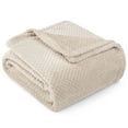 thumbnail image 2 of PAVILIA Beige Cream Throw Blanket for Couch Bed, Soft Fleece Throws for Sofa Chair, Fuzzy Waffle Textured Blanket, Cozy Warm Lightweight All Season Blanket Throw, 50x60, 2 of 9