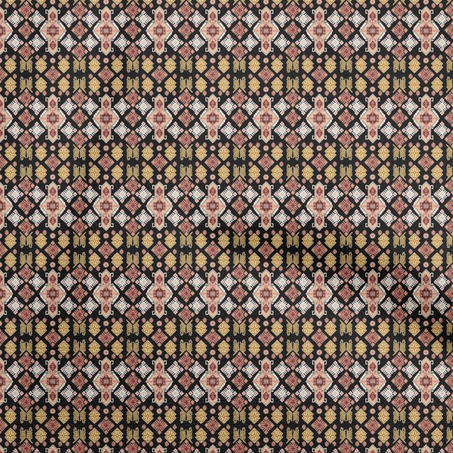 oneOone Polyester Spandex Black Fabric Asian Kilim Sewing Craft Projects Fabric Prints By Yard 56 Inch Wide