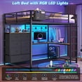thumbnail image 3 of Mabor Loft Bed Full Size with L-Shaped Desk & Charging Station Full Metal Loft Bed with LED Lights & 7 Storage Drawers & Clothes Rail for Teen, No Box Spring Needed, Black, 3 of 10