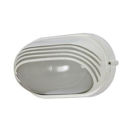 Nuvo 60-566 - Oval Hooded Die-Cast Bulkhead Light in Semi Gloss White