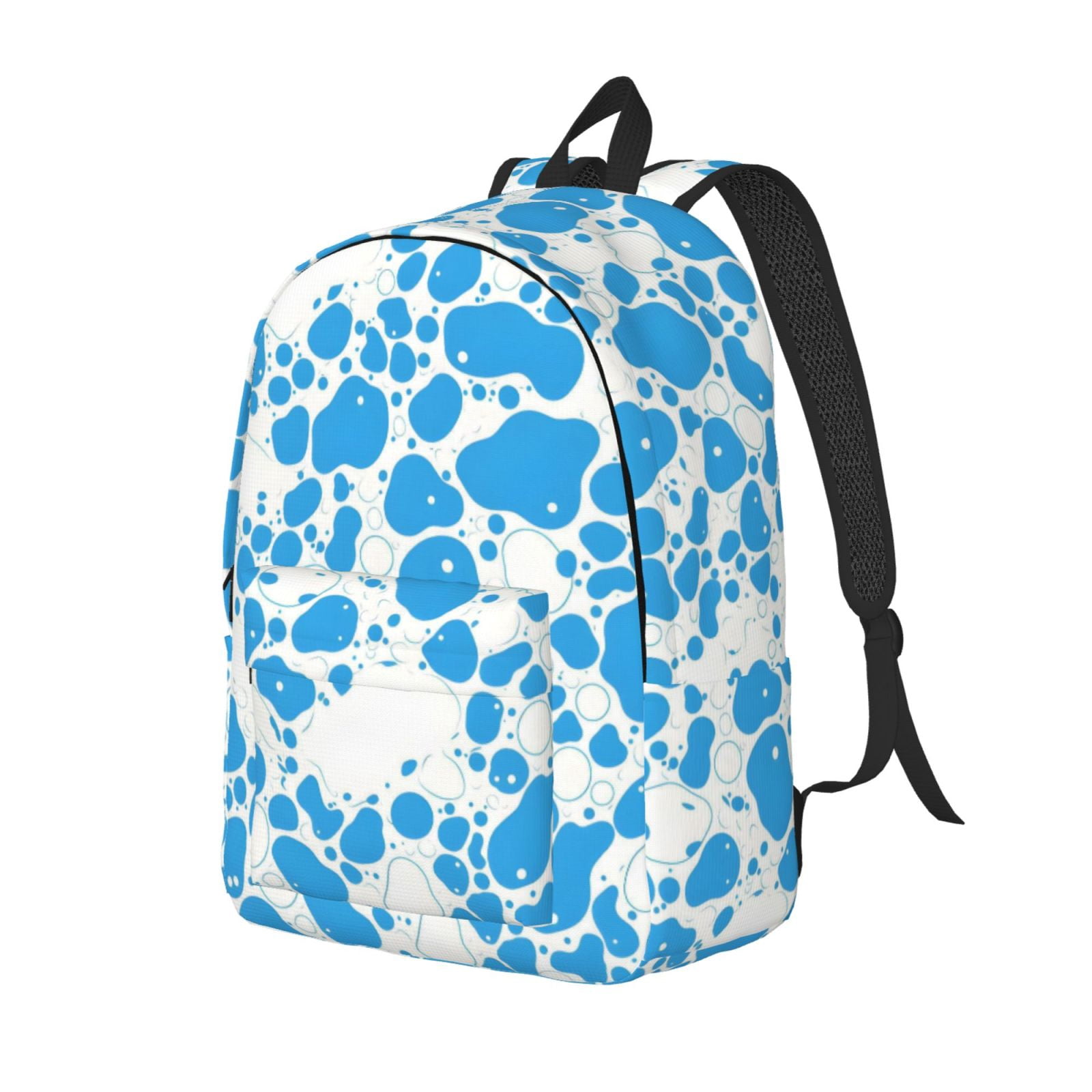 Casual Canvas Backpack Without Interlayer Large Capacity Stick Bag Design For Outdoor Shopping Office Outdoor Sports Milk Cow Skin Print Style Powderblue_3 Medium