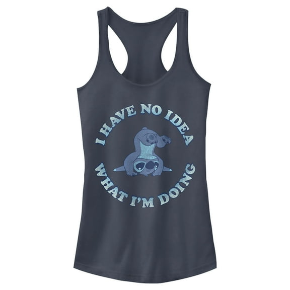 Junior's Lilo & Stitch I Have No Idea Racerback Tank Top Indigo Medium