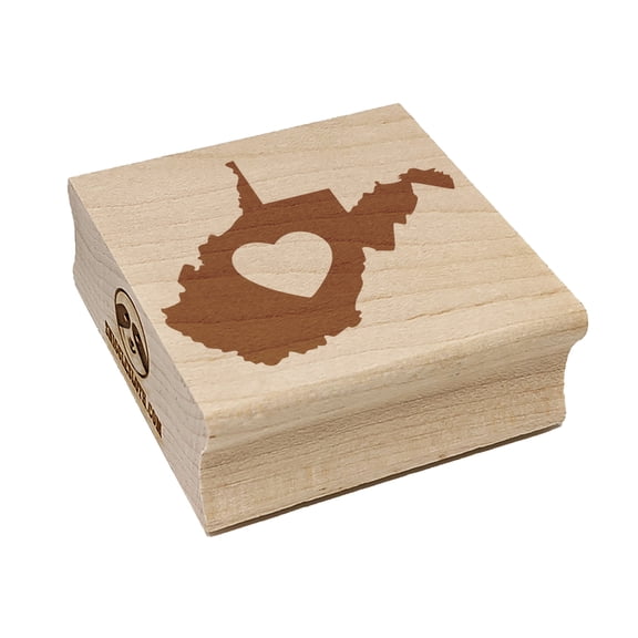 West Virginia State with Heart Square Rubber Stamp Stamping Scrapbooking Crafting - Small 1.25in