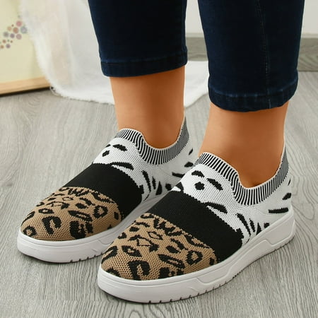 

Ladies Shoes Color Matching Fashion Mesh Lightweight Breathable Lace Up Flat Heel Casual Sneakers Leopard Print Sneakers for Women Leather Hidden Wedge Sneakers for Women 30 And under Women s Sneakers