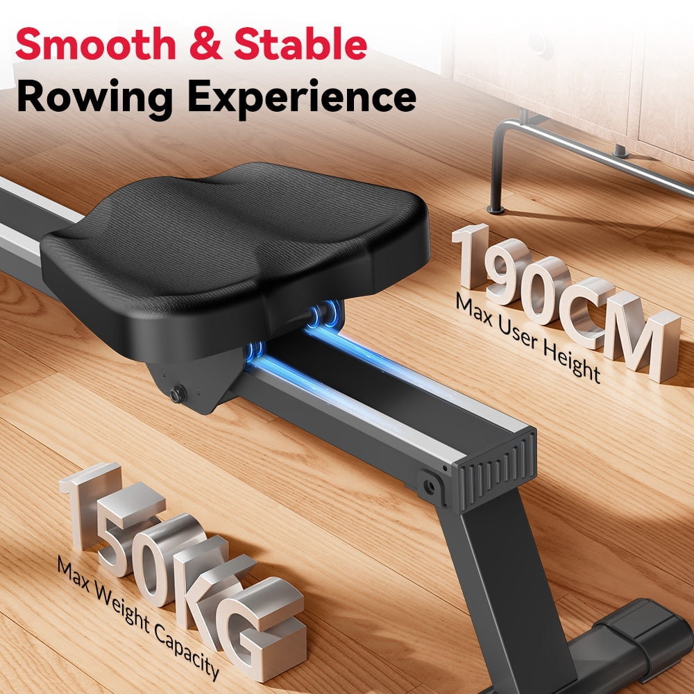 Magnetic Rowing Machine for Home Workout, 16 Level Adjustable Resistance with LCD Monitor 330 lbs Weight Capacity