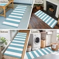 thumbnail image 6 of Aqua Striped Large Area Rugs for Bedroom Living Room, Soft Non Slip Carpet Bedside Rug, Modern Farmhouse Blue White Stripes Rectangular Floor Cover Kitchen Accent Rug 2'x6' for Dining Room/Office, 6 of 9