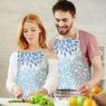 thumbnail image 3 of Blue Floral Leaf Pattern Apron-Garden Aprons for Women with Pockets-Cotton Linen Waterproof Kitchen Cooking Gardening Aprons Adjustable for Kitchen,Cooking,BBQ and Salon 33x27 Inch, 3 of 7