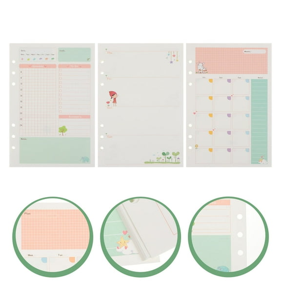 WHAMVOX  3 Pcs Loose-leaf Notebook Planner Paper Refillable Binder Pads