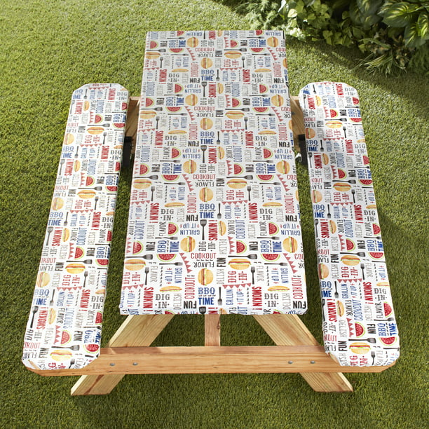 Picnic Table And Bench Seat Covers With Elastic Edges Bbq 3 Pieces Com - Bench Seat Covers For Outdoor Furniture
