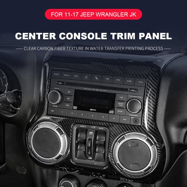 Panel de bisel de consola central rojo negro antiarañazos para Jeep Wrangler JK 2011-2017