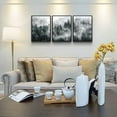 thumbnail image 3 of Black Framed Wall Art For Living Room Modern Decorations Bedroom Foggy Forest Trees Landscape Painting Office Decor Home Ready To Hang a Pictures Of 3 Piece Prints, 3 of 6