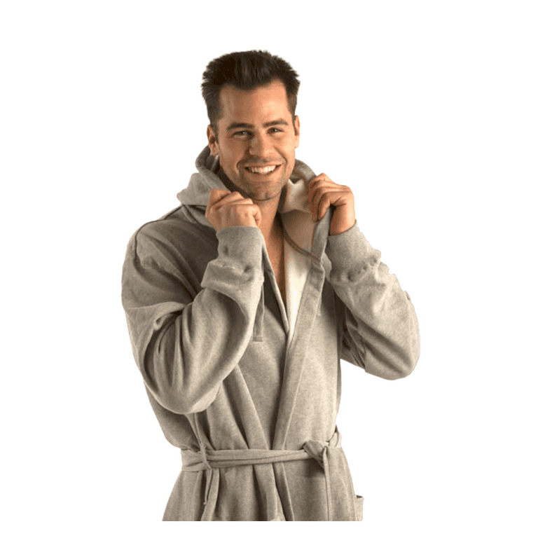 Unisex Hooded Bathrobe Sweatshirt Robe for Unisex Adult, Men and Women Gray  One Size 