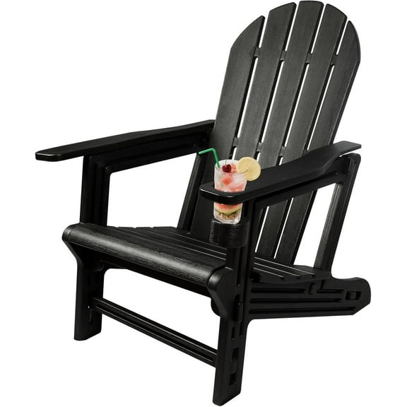 Adirondack Chairs - HDPE Weather Resistant, No Tools and Hardware Required 5-Minute Assembly, Patio, Firepit or Lawn Chairs, Black