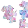 thumbnail image 6 of BULLPIANO Girls 3 Piece Bikini Swimsuit Set Print Bathing Suit with Kimono Quick Dry Swimwear Sun Protection Cover-Up Sets 7-14 Years, 6 of 6