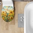 thumbnail image 4 of ZIATUBLE Hummingbird Toilet Lid Seat Cover Sunflower Toilet Lid Cover Round Toilet Protector Cover Soft Stretchable Toilet Lid Covers Full Coverage Design Toilet Seat Covers, 4 of 6