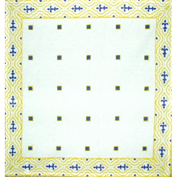 French Country Print Cotton Napkin 17" x 17" Periwinkle & Yellow