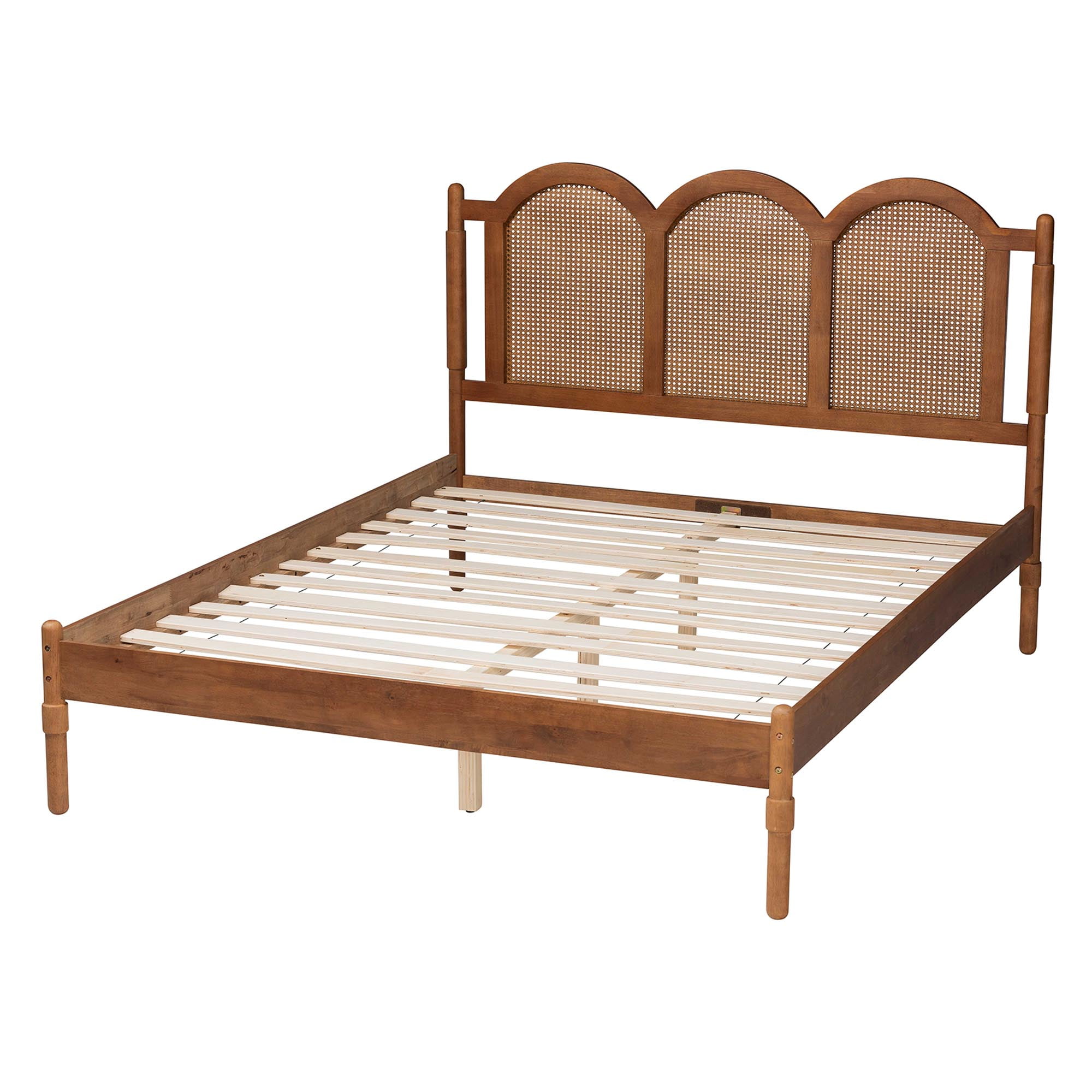 Baxton Studio Thatcher Mid-Century Platform Bed, Queen, Walnut Brown