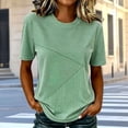 thumbnail image 5 of Women's Relaxed Fit Round Neck Short Sleeve Printed T Shirt Blouse Comfy Breathable Work Casual Daily Wear | CSEONE,Green M, 5 of 6