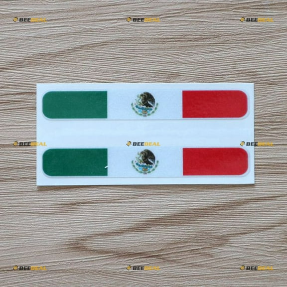 Mexico Mexican Flag Stripes Decal Sticker Vinyl - 2 Pack Reflective, 6 Inches - for Car Boat Laptop