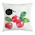 thumbnail image 1 of Fruit Throw Pillow Cushion Cover, Watercolor Cranberry with Grunge Paint Marks Fresh Fruit Arrangement, Decorative Square Accent Pillow Case, 20 X 20 Inches, Green Dark Coral and Black, by Ambesonne, 1 of 2