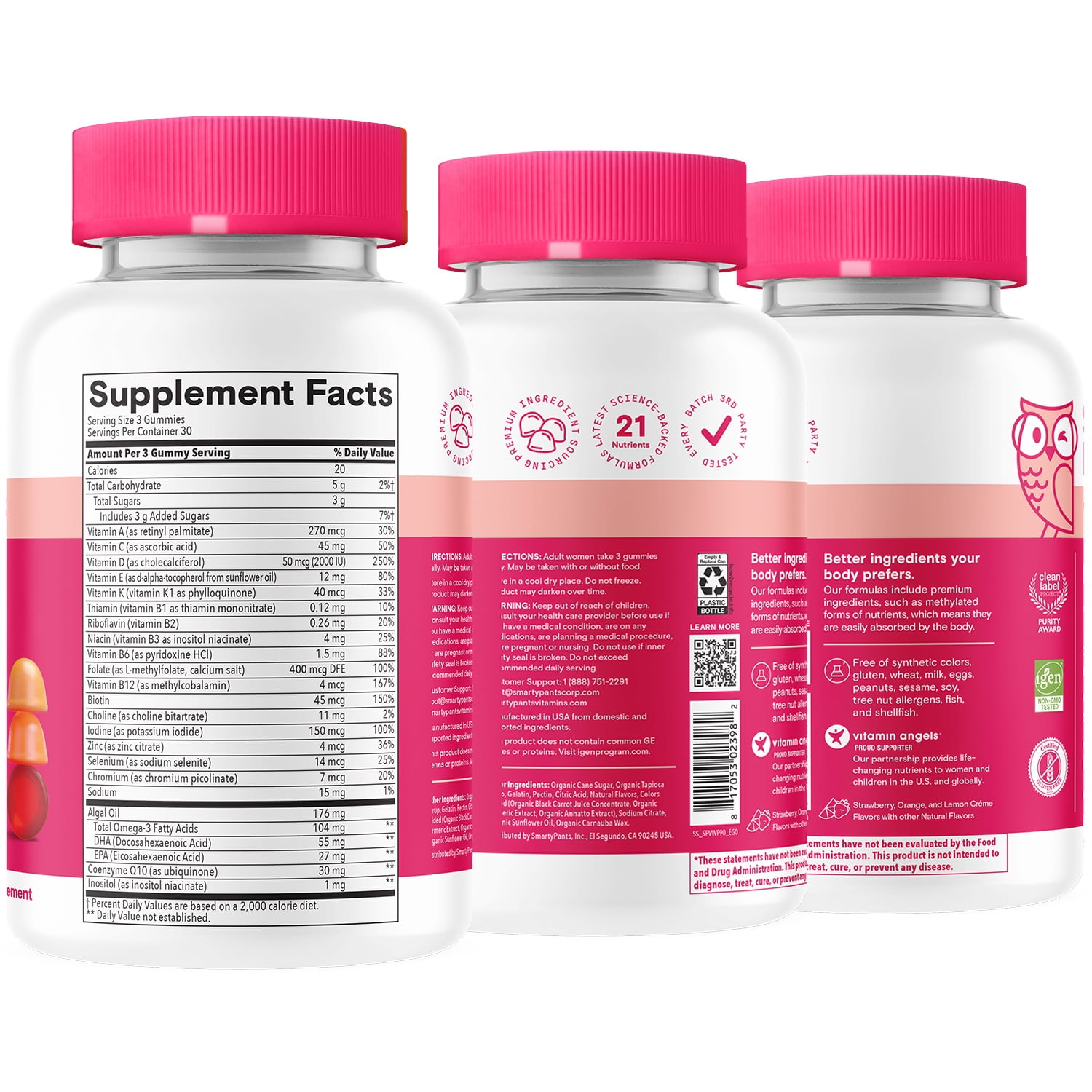 SmartyPants Women's Plus Strawberry, Orange, and Lemon Flavor Multi & Omegas 90 Gummies